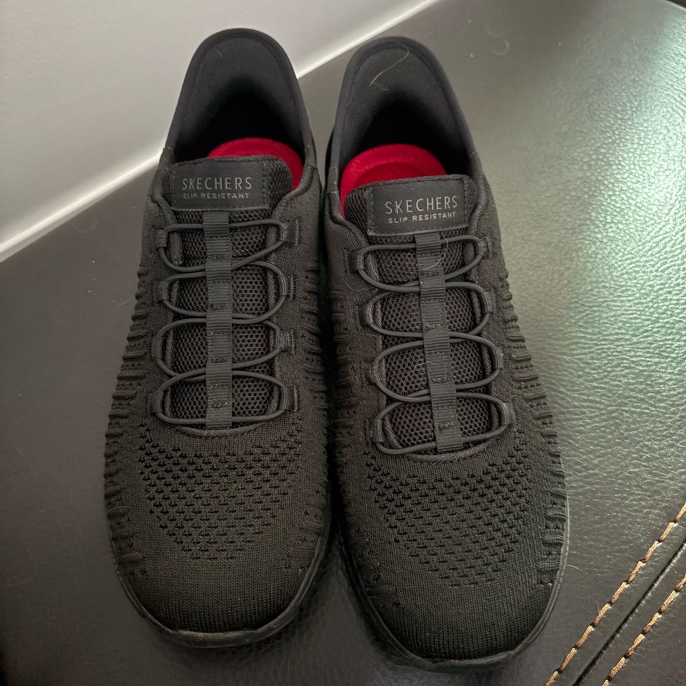 Skechers Black Sneakers with Red Accents